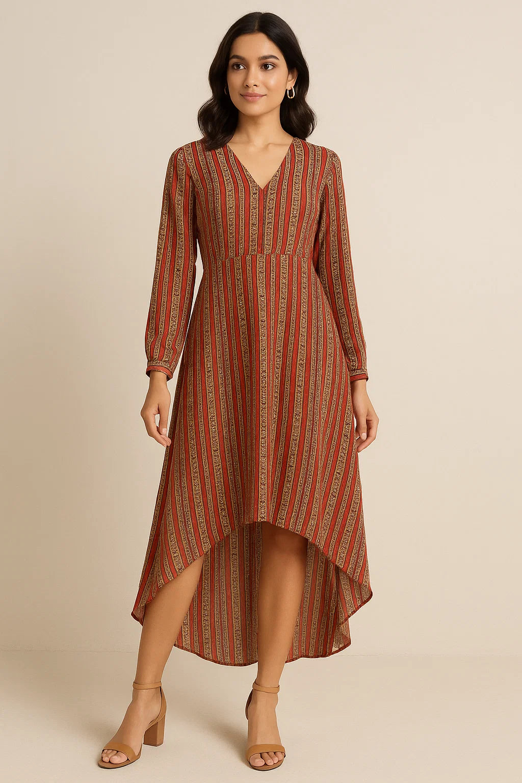 Lovely Straight Valley Of Roses Strips Digital Printed Fabric - Pure Georgette