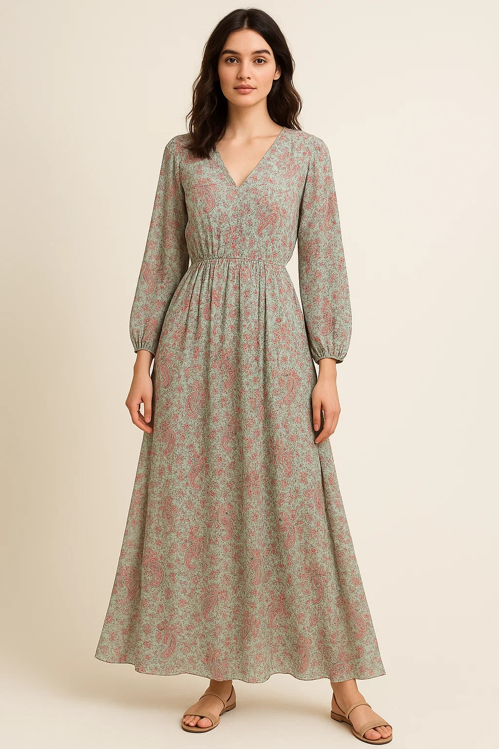 Tiny Western Leaves With Flower Digital Printed Fabric - Pure Georgette