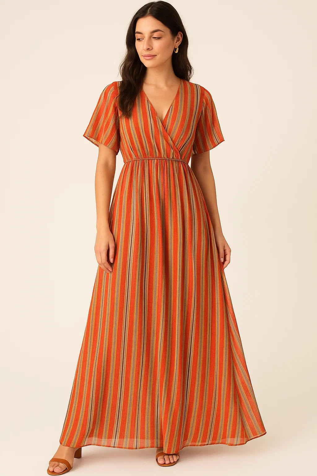 Trending Unbalanced Colourful Strips Digital Printed Fabric - Pure Georgette