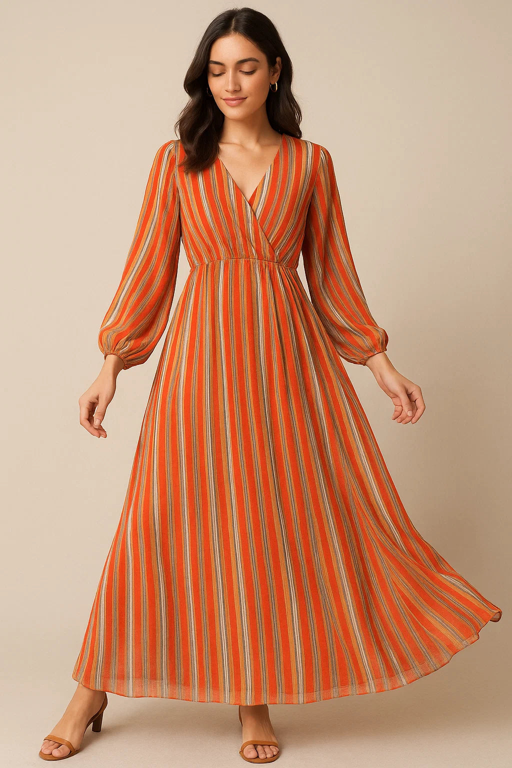 Trending Unbalanced Colourful Strips Digital Printed Fabric - Pure Georgette