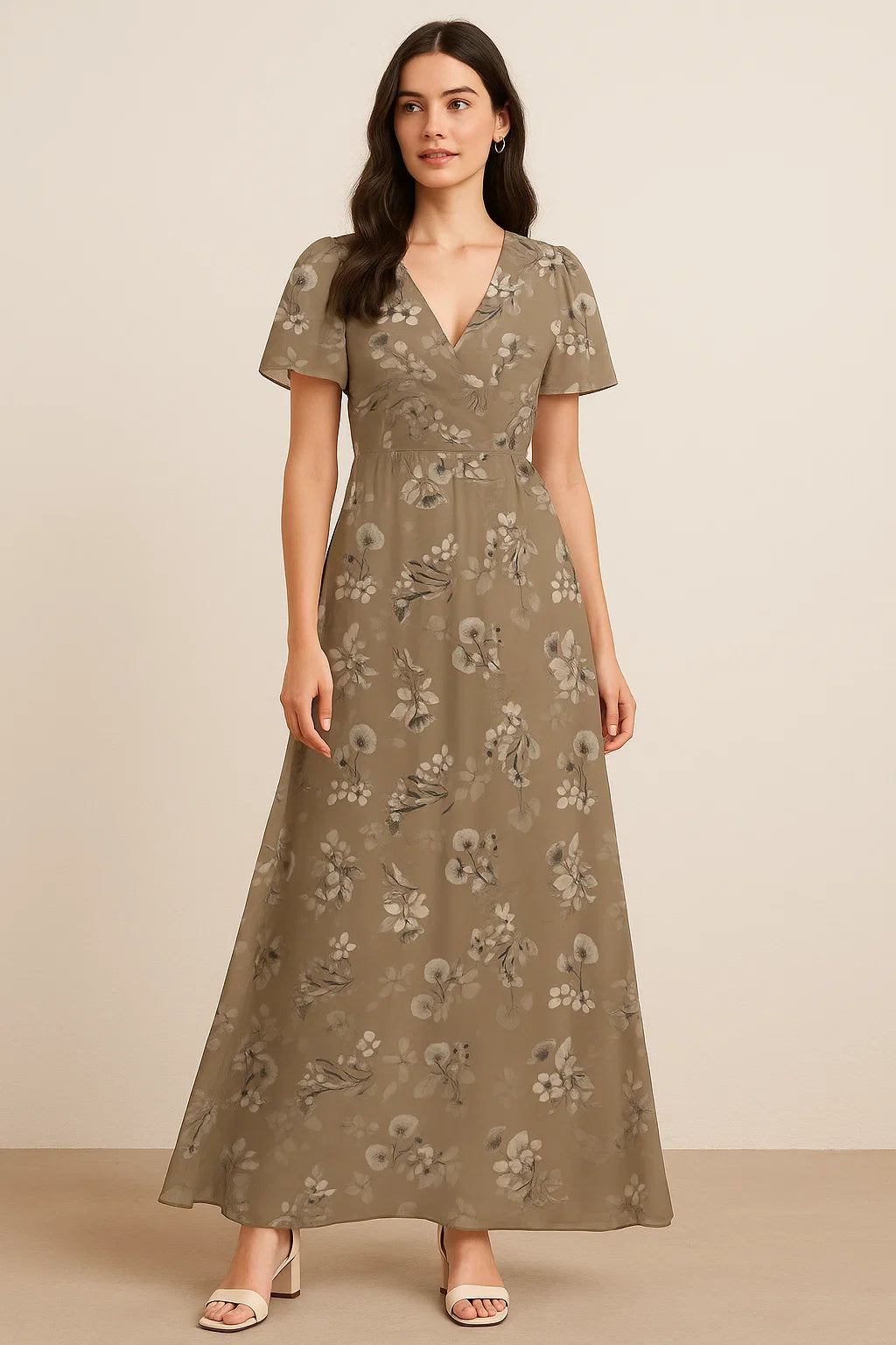 Morden Paint Of Leaves With Flower Digital Printed Fabric - Pure Georgette