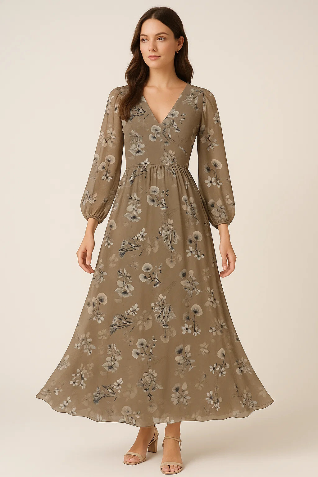 Morden Paint Of Leaves With Flower Digital Printed Fabric - Pure Georgette