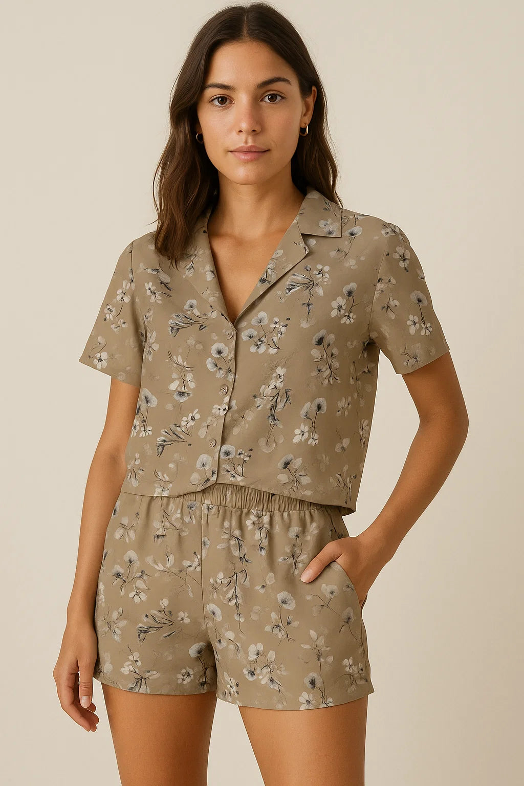 Morden Paint Of Leaves With Flower Digital Printed Fabric - Pure Georgette