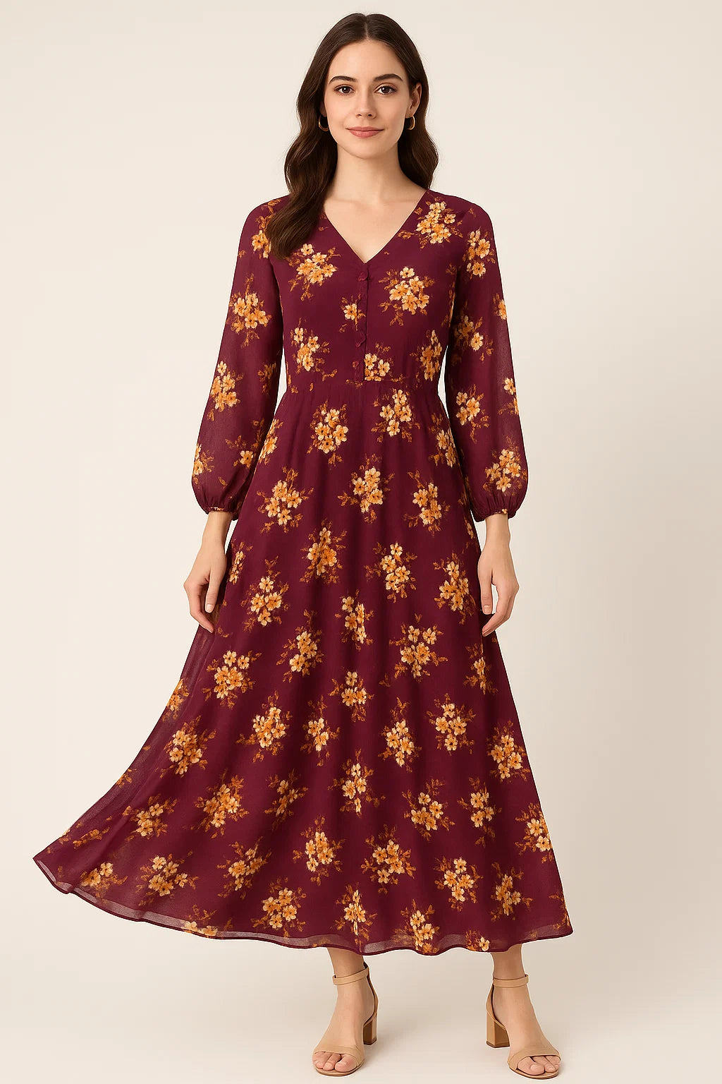 Attractive Yellow Lily Floral Flower Digital Printed Fabric - Pure Georgette