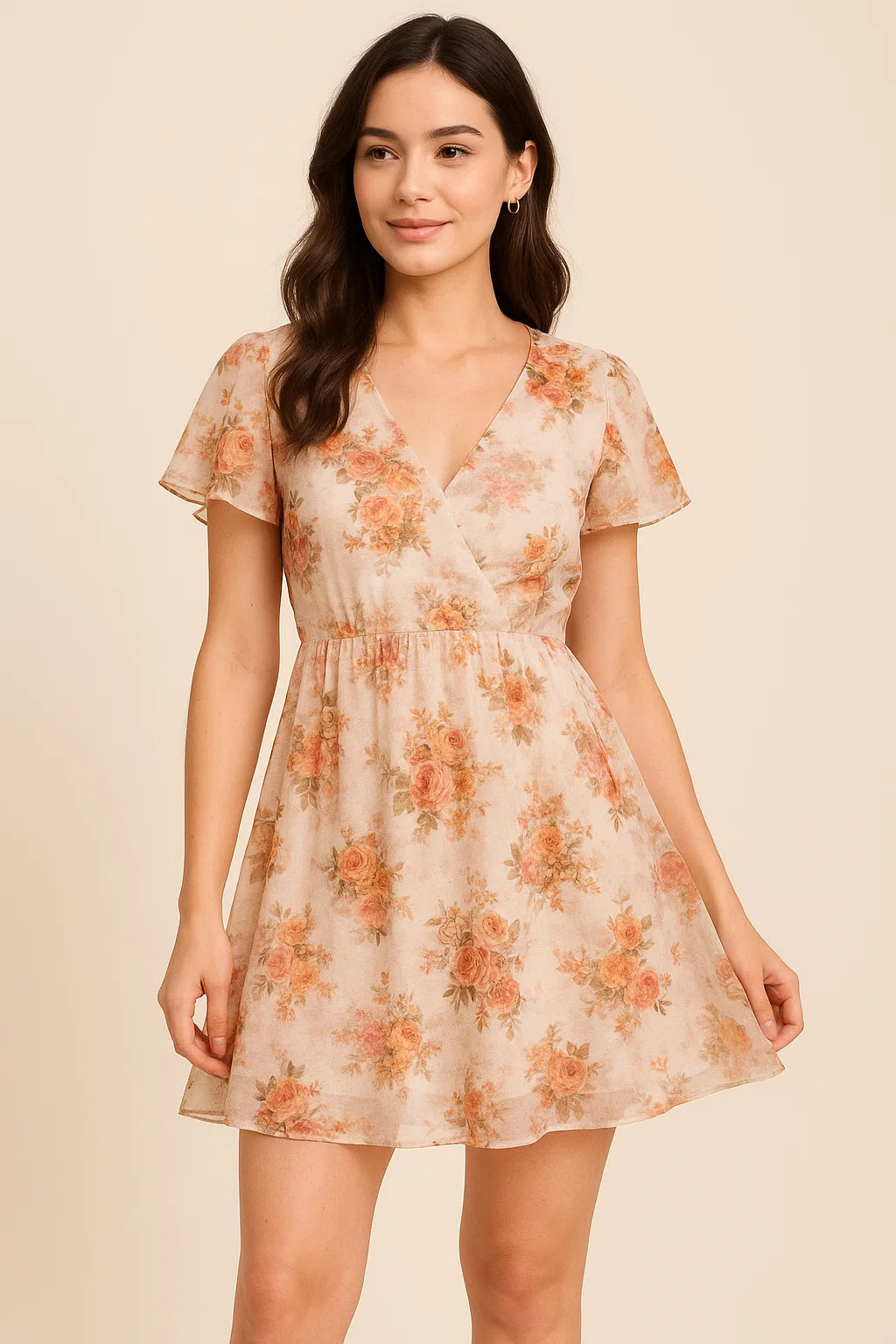 Classic Multicolor Roses With Leaves Digital Printed Fabric - Pure Georgette