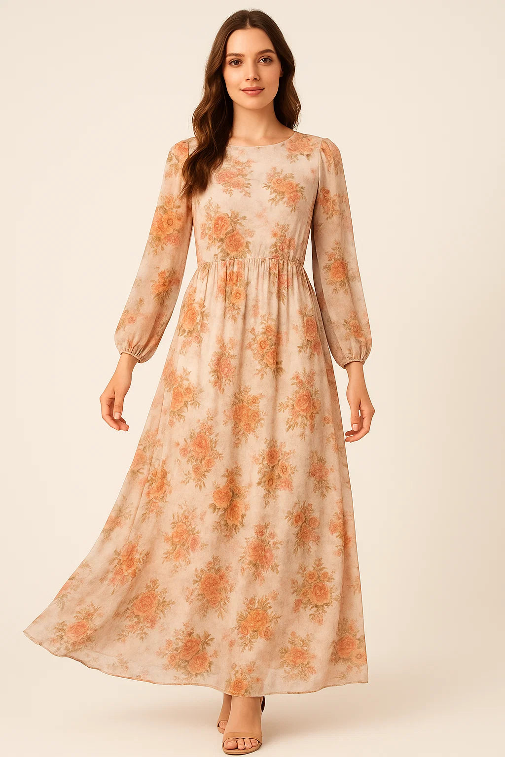 Classic Multicolor Roses With Leaves Digital Printed Fabric - Pure Georgette