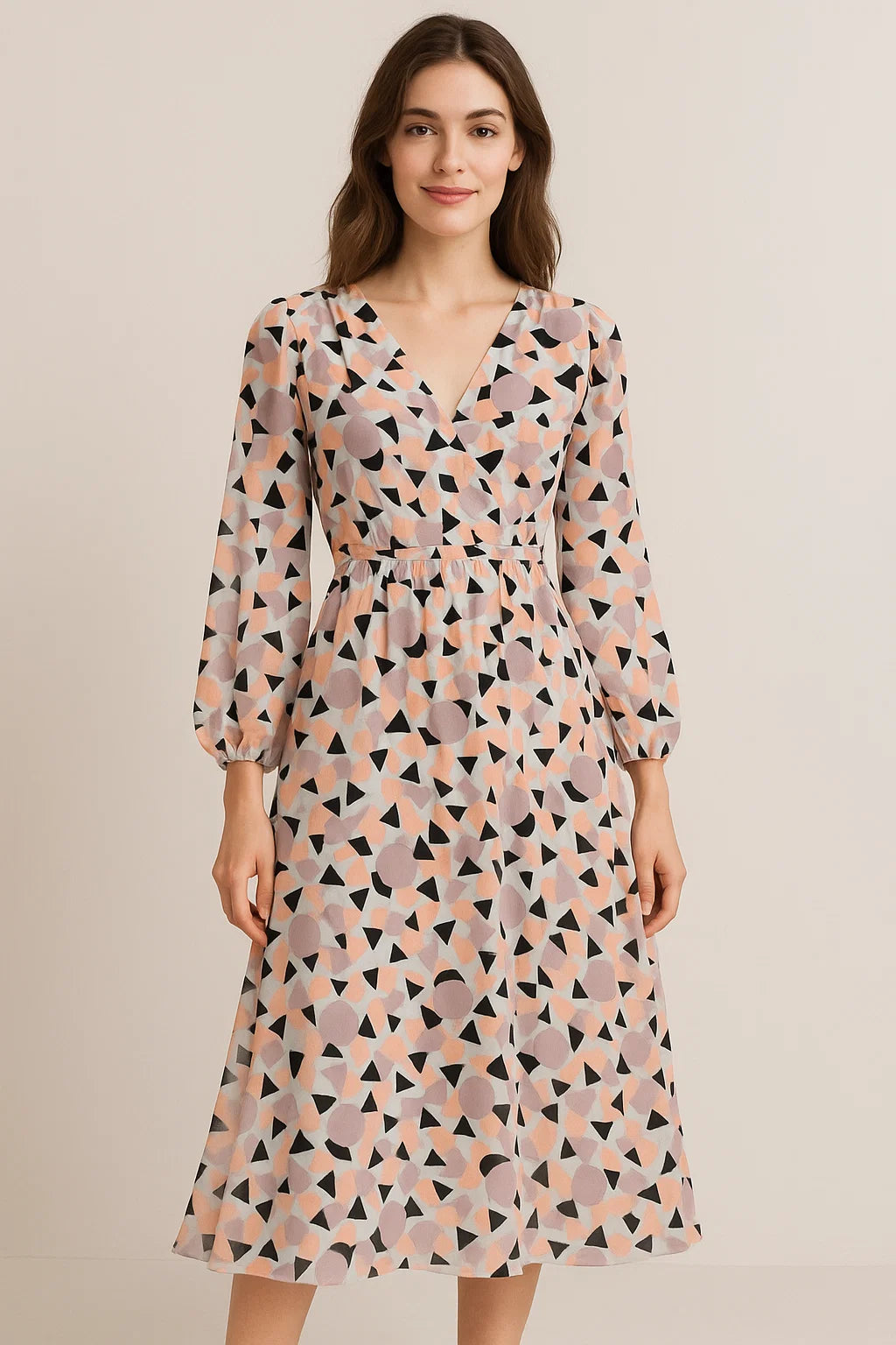 Colourful Geometric Shape Digital Printed Fabric - Pure Georgette