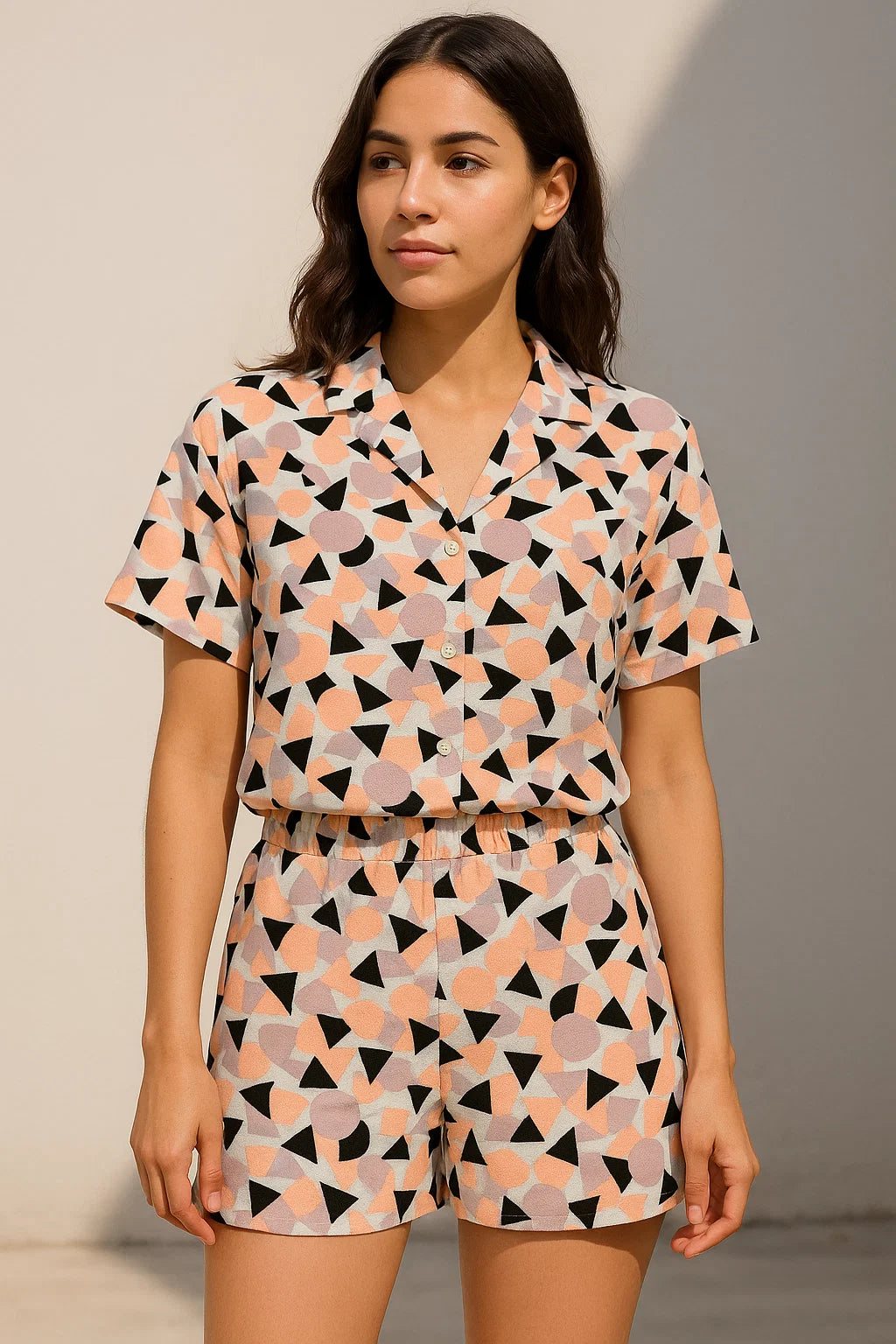 Colourful Geometric Shape Digital Printed Fabric - Pure Georgette