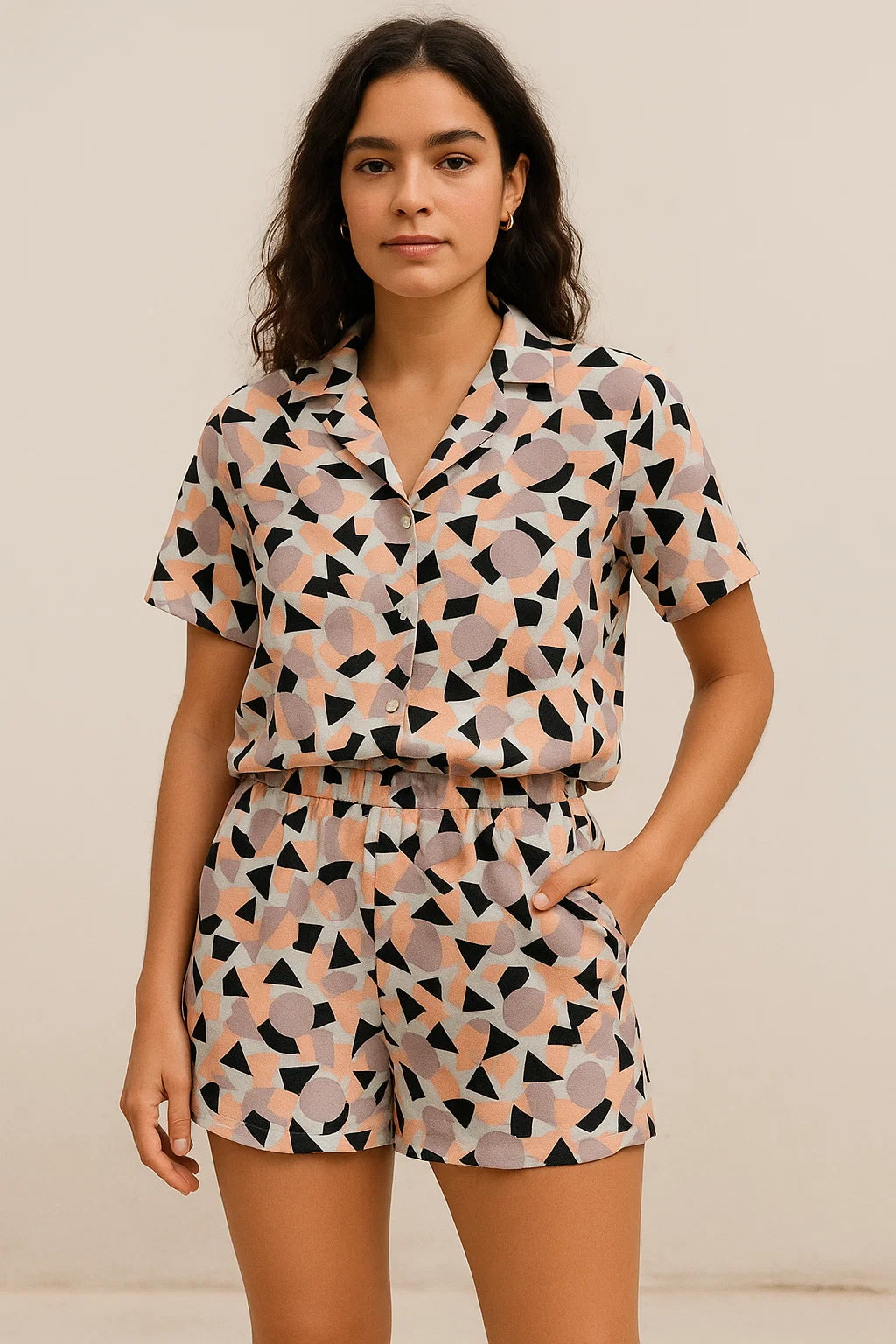 Colourful Geometric Shape Digital Printed Fabric - Pure Georgette