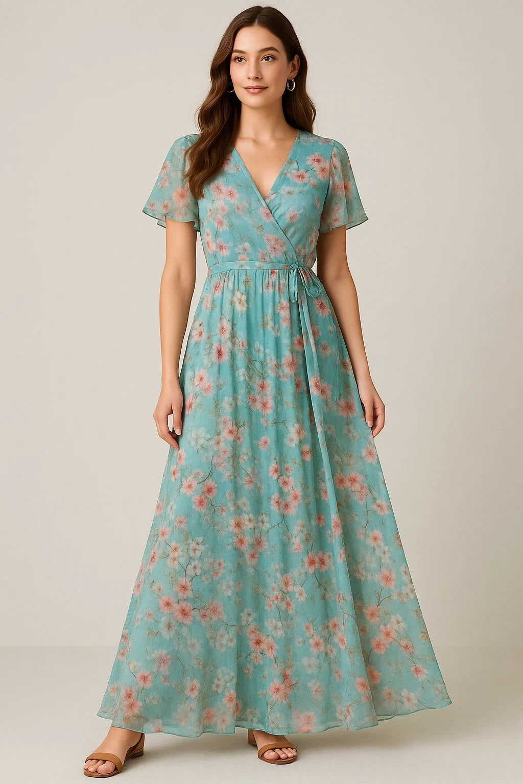 Periwinkle Floral Spring Flower Digital Printed Fabric - Pure Georgette