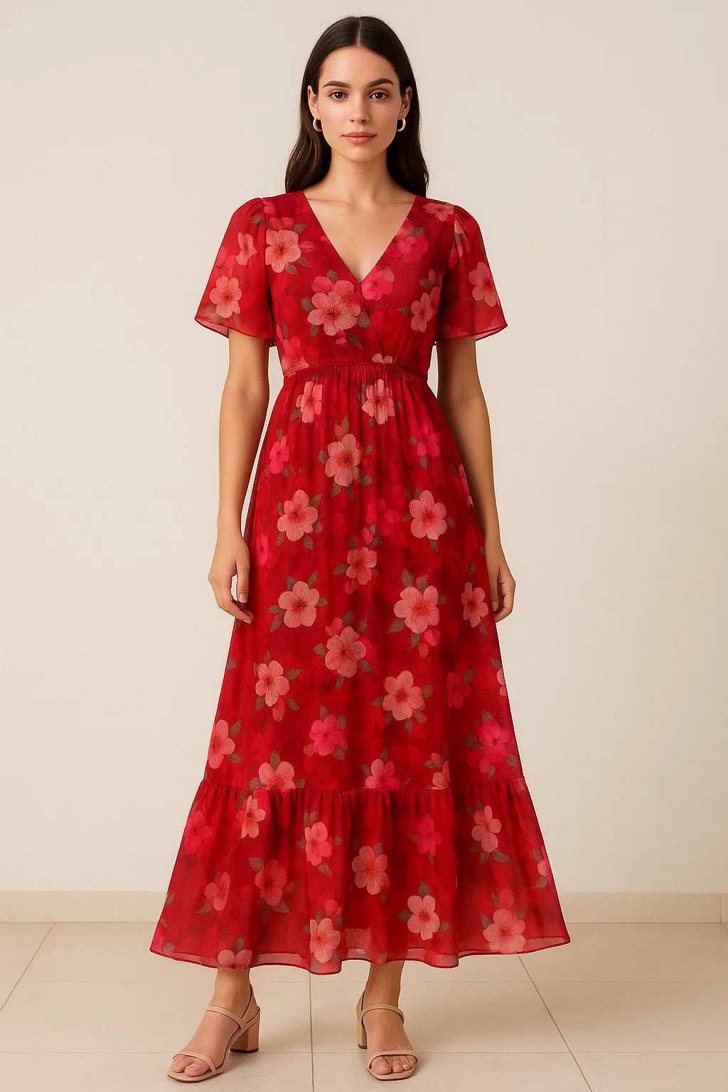 Big Narcissus Multi Colour Flower Digital Printed Fabric - Pure Georgette