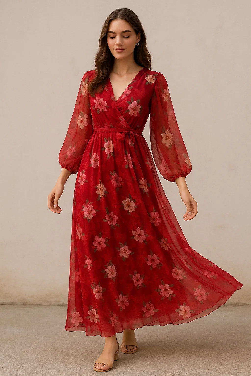 Big Narcissus Multi Colour Flower Digital Printed Fabric - Pure Georgette