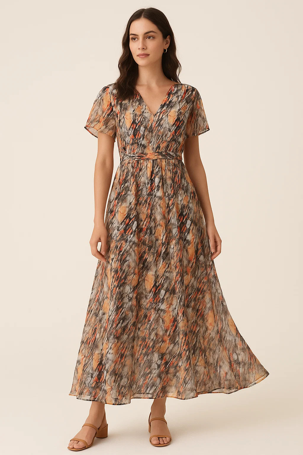 Colourful Stone With Flower Pattern Digital Printed Fabric - Pure Georgette