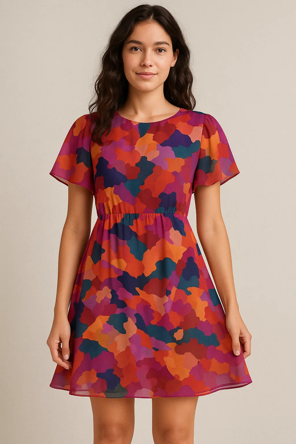 Morden Paint Of Art Multicolour Digital Printed Fabric - Pure Georgette