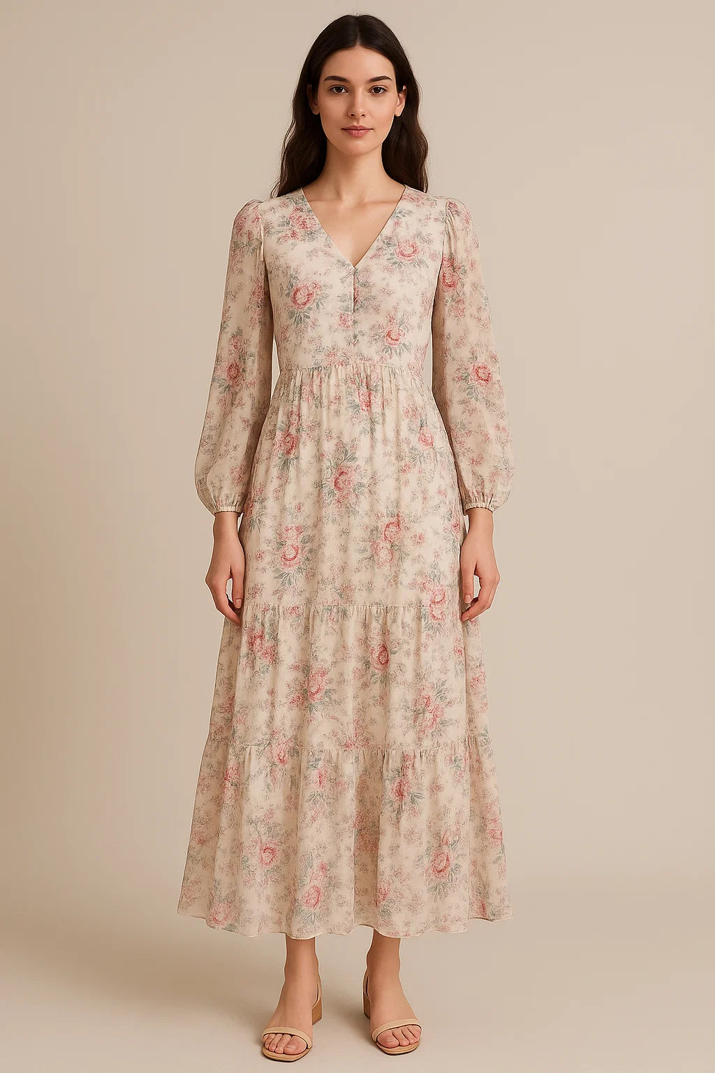 Cool Summer Carnation Flower Digital Printed Fabric - Pure Georgette