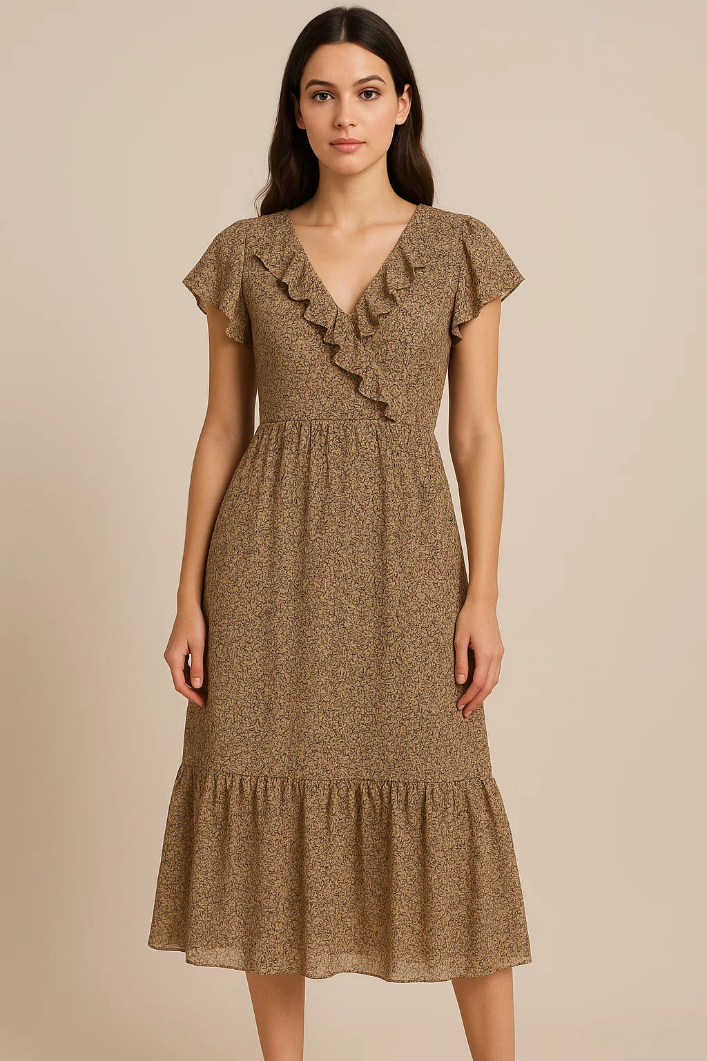 Decorative Bright Leaves Of Branch Digital Printed Fabric - Pure Georgette