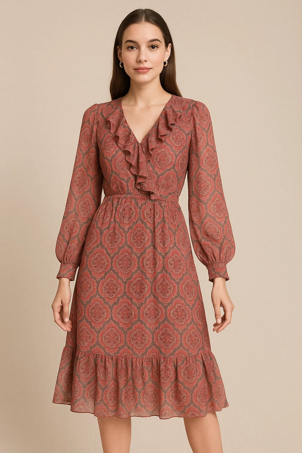 Decorative Morden Lifestyle Medallion Digital Printed Fabric - Pure Georgette