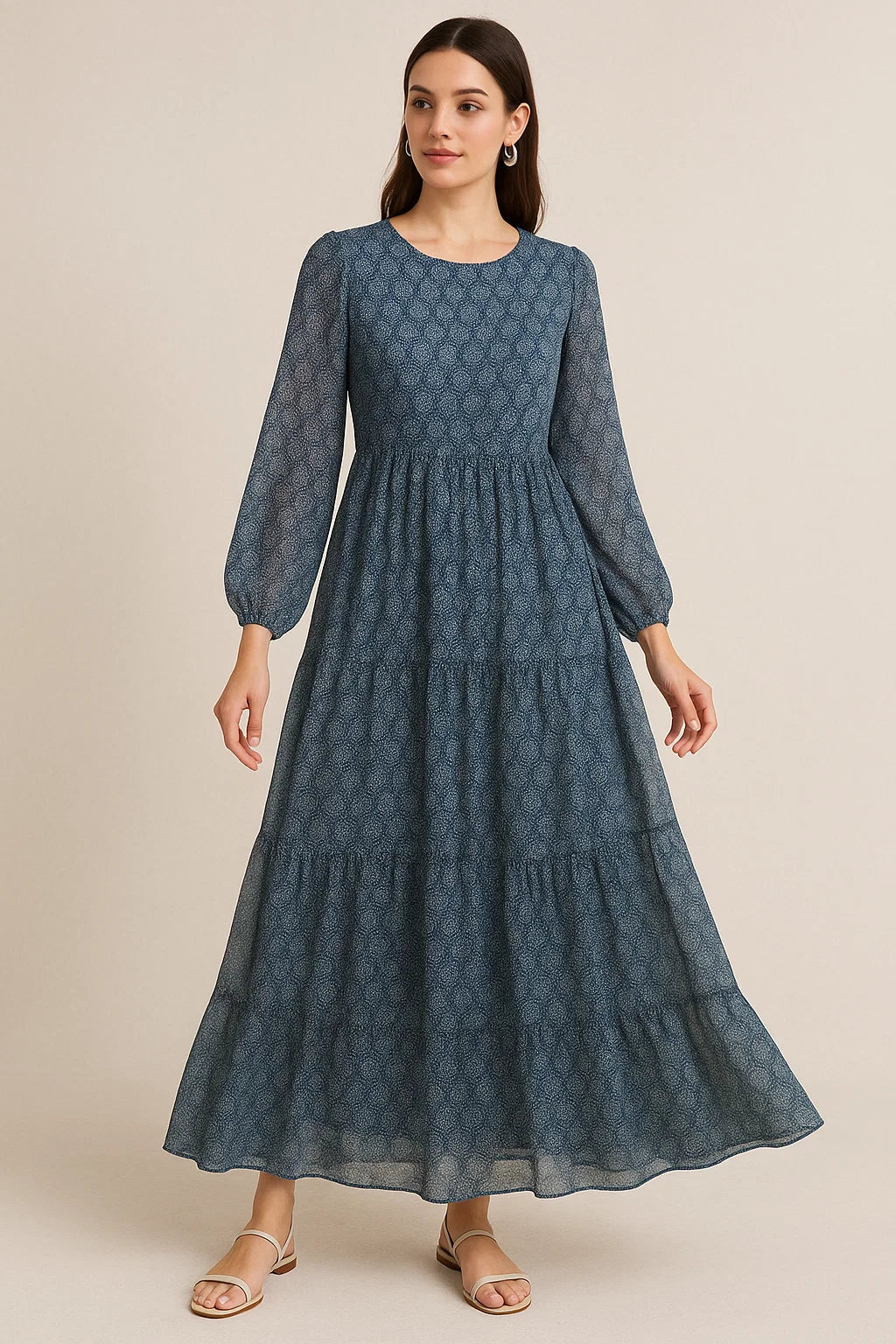 Morden Ogee Seamless Repeat Digital Printed Fabric - Pure Georgette