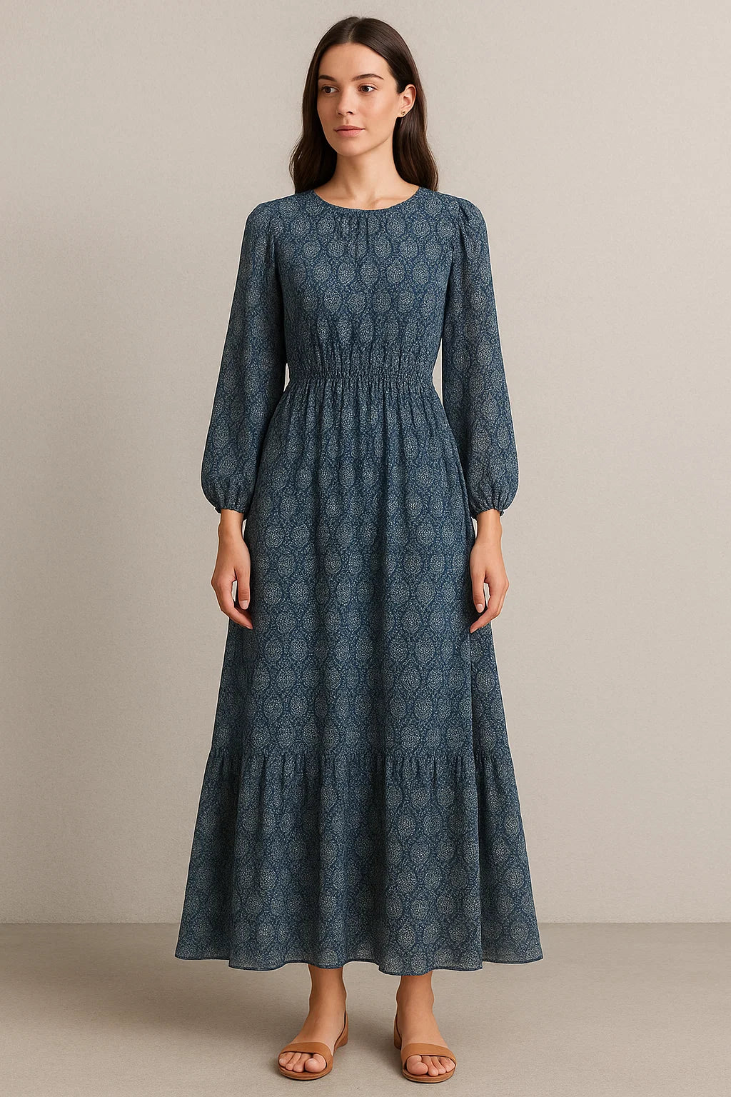 Morden Ogee Seamless Repeat Digital Printed Fabric - Pure Georgette