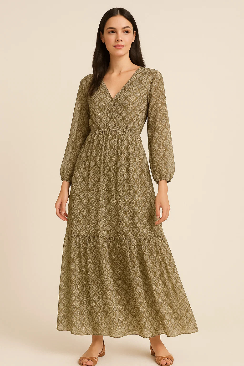 Classical Flower Paisley Leaves Digital Printed Fabric - Pure Georgette