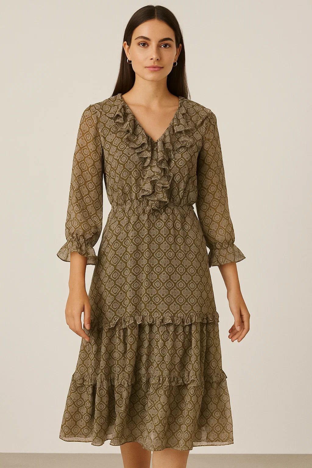 Classical Flower Paisley Leaves Digital Printed Fabric - Pure Georgette