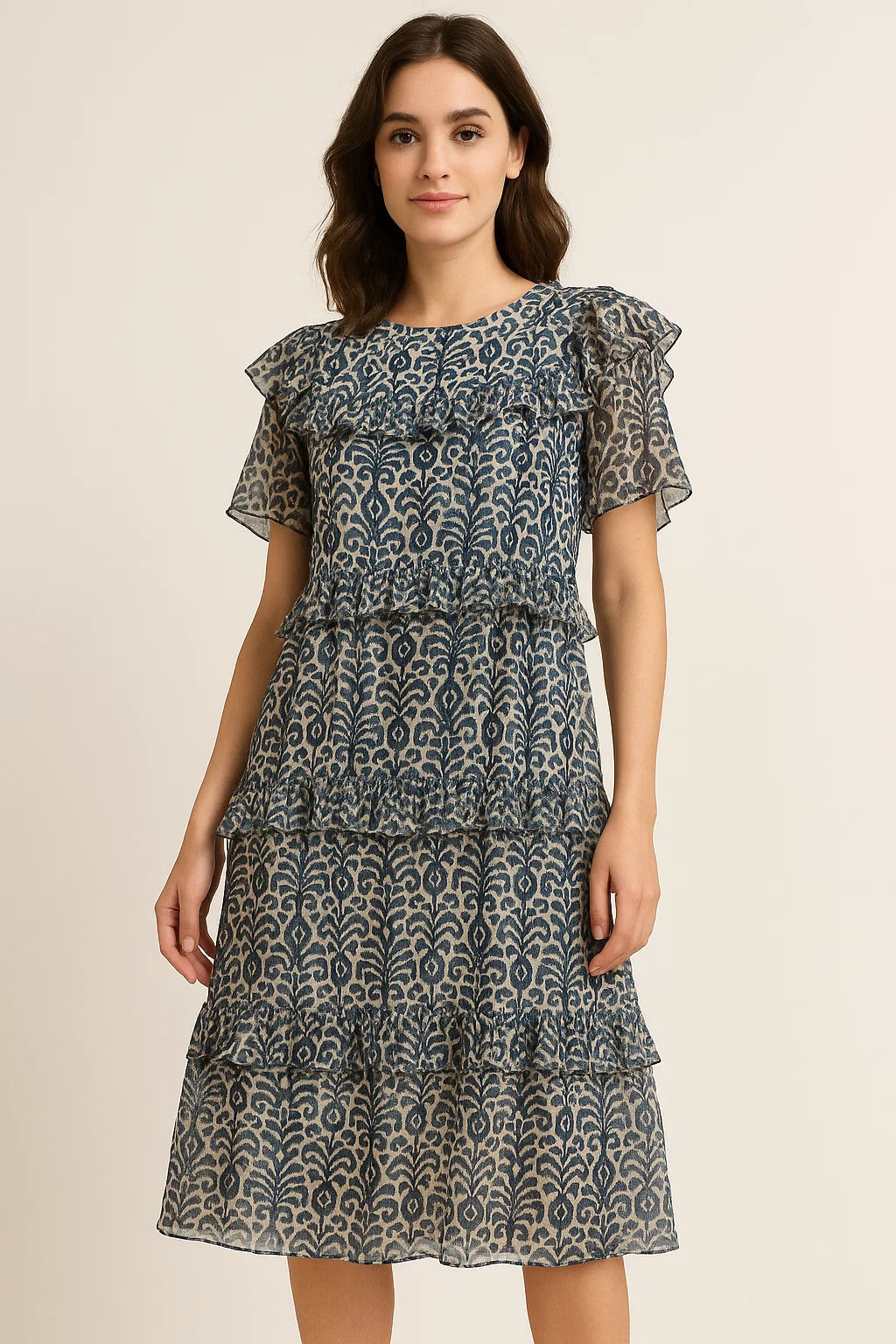 Decorative Paisley Seamless Repeat Digital Printed Fabric - Pure Georgette