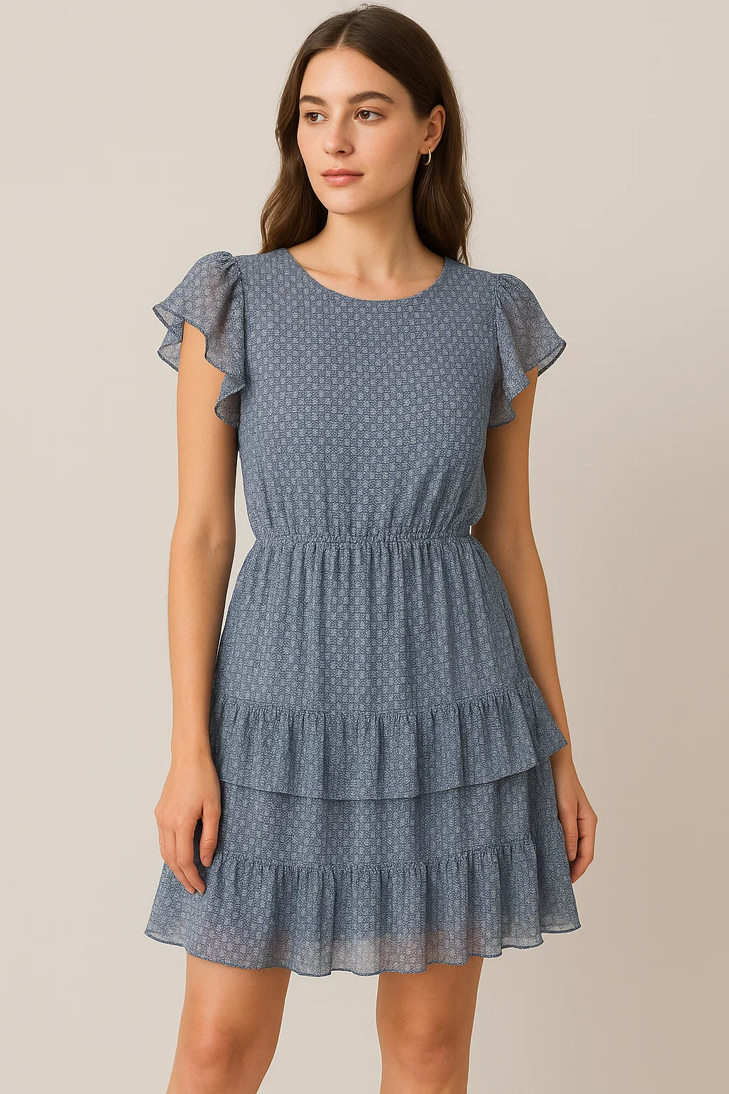 Simple Tiny Seamless Roses Digital Printed Fabric - Pure Georgette