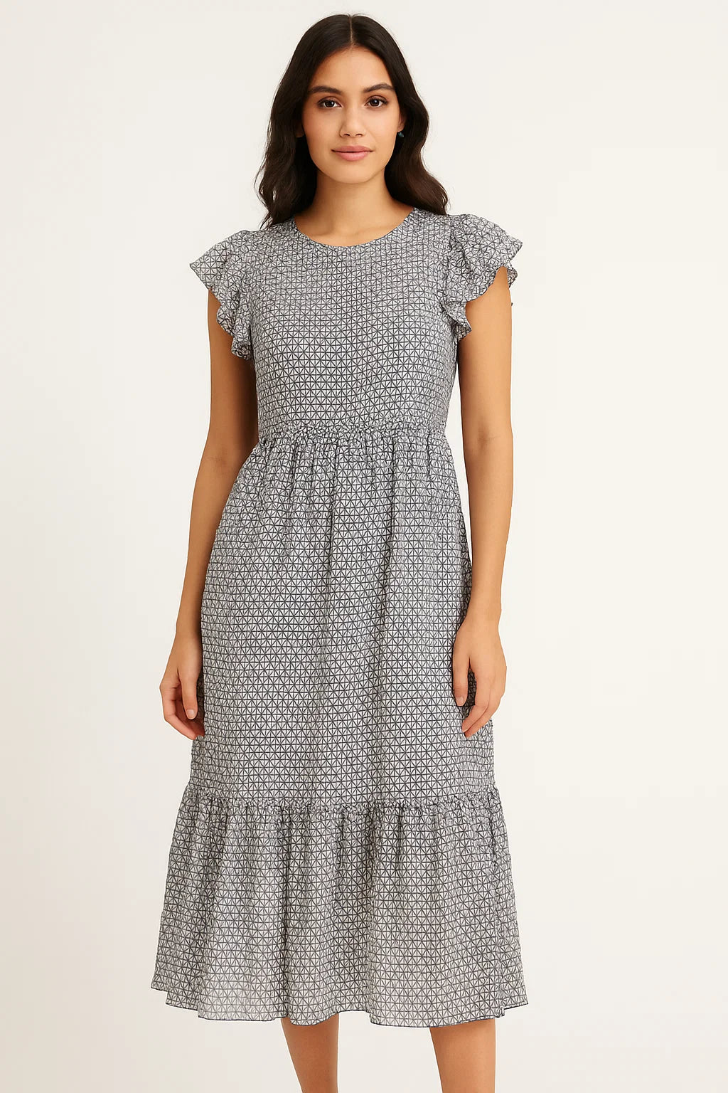 Creative Morden Abstract Hexagon Digital Printed Fabric - Pure Georgette