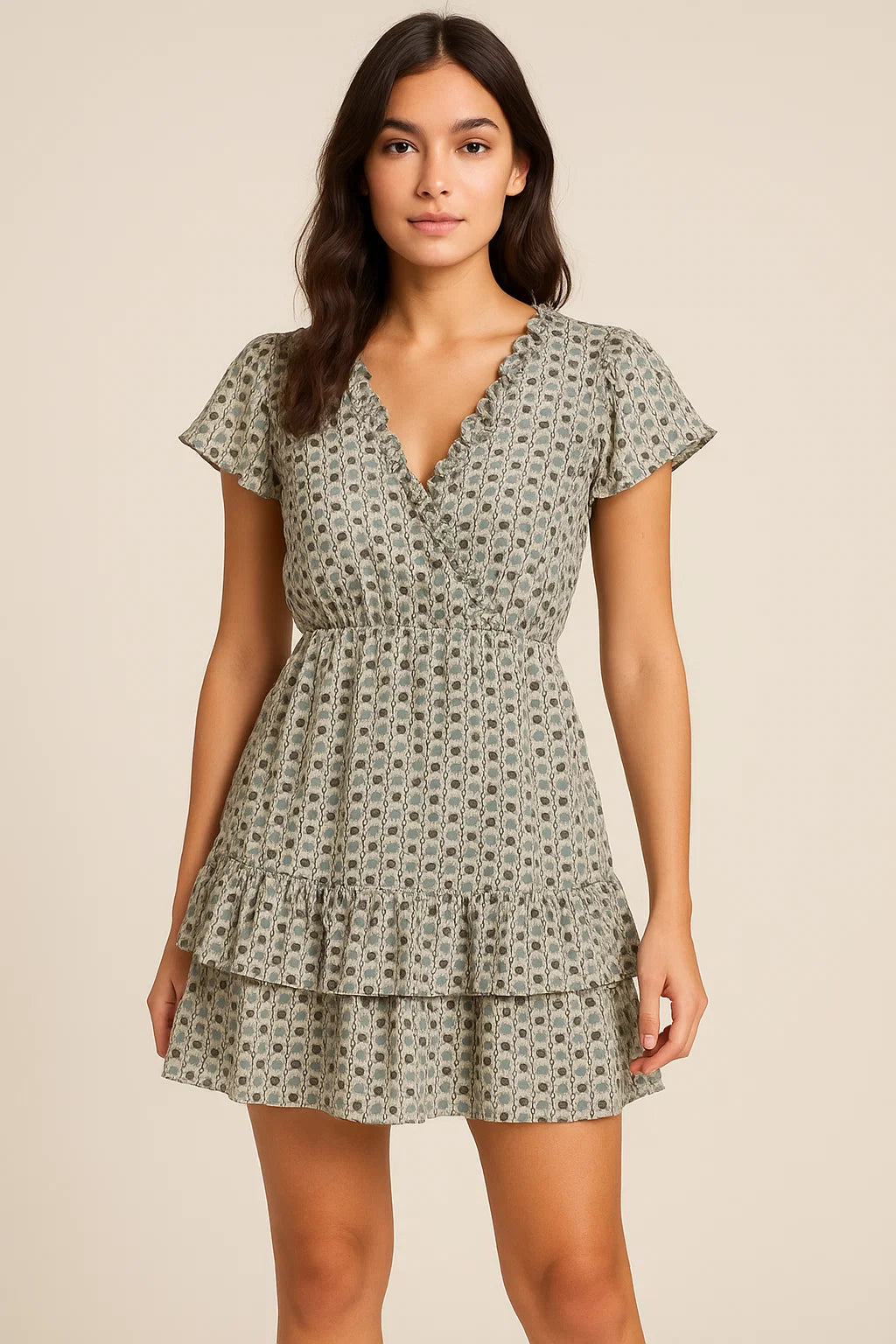 Cool Aspen Leaves Of Branch Digital Printed Fabric - Pure Georgette