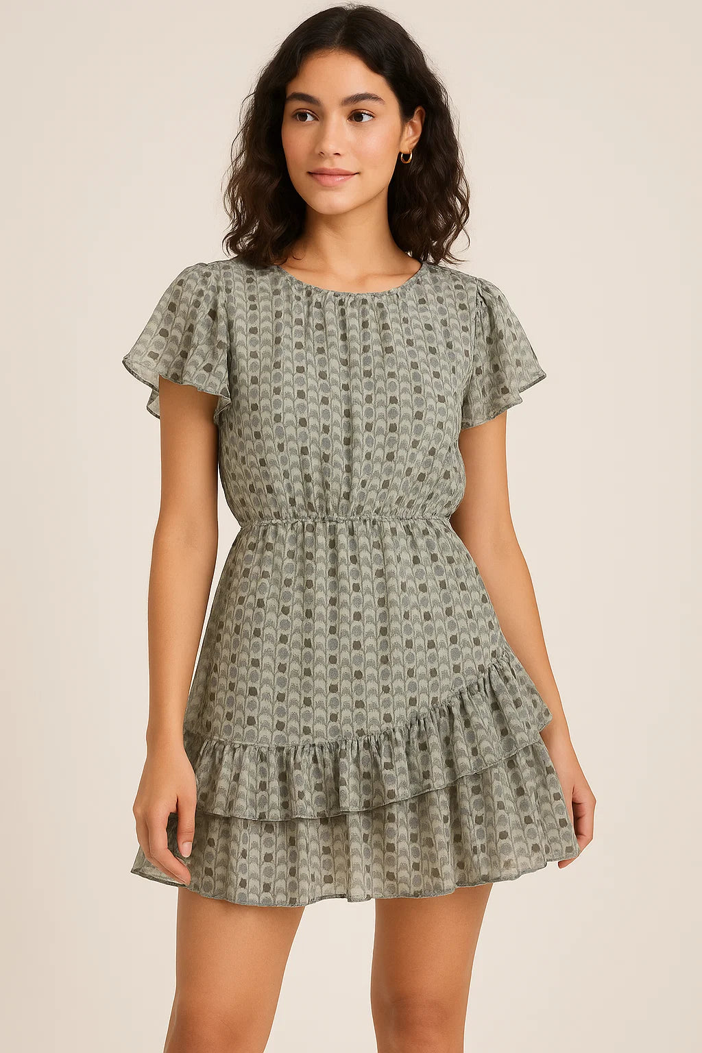 Cool Aspen Leaves Of Branch Digital Printed Fabric - Pure Georgette