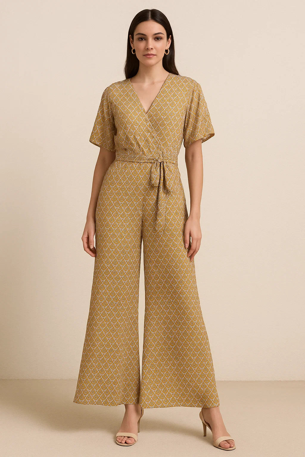 Combination Of Hexagon And Triangle Digital Printed Fabric - Pure Georgette