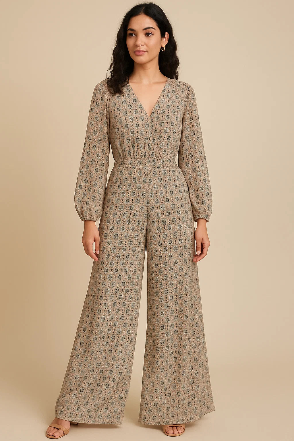 Smile Sunflower With Tiny Doted Digital Printed Fabric - Pure Georgette