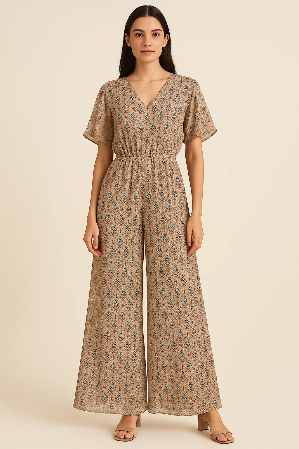 Smile Sunflower With Tiny Doted Digital Printed Fabric - Pure Georgette