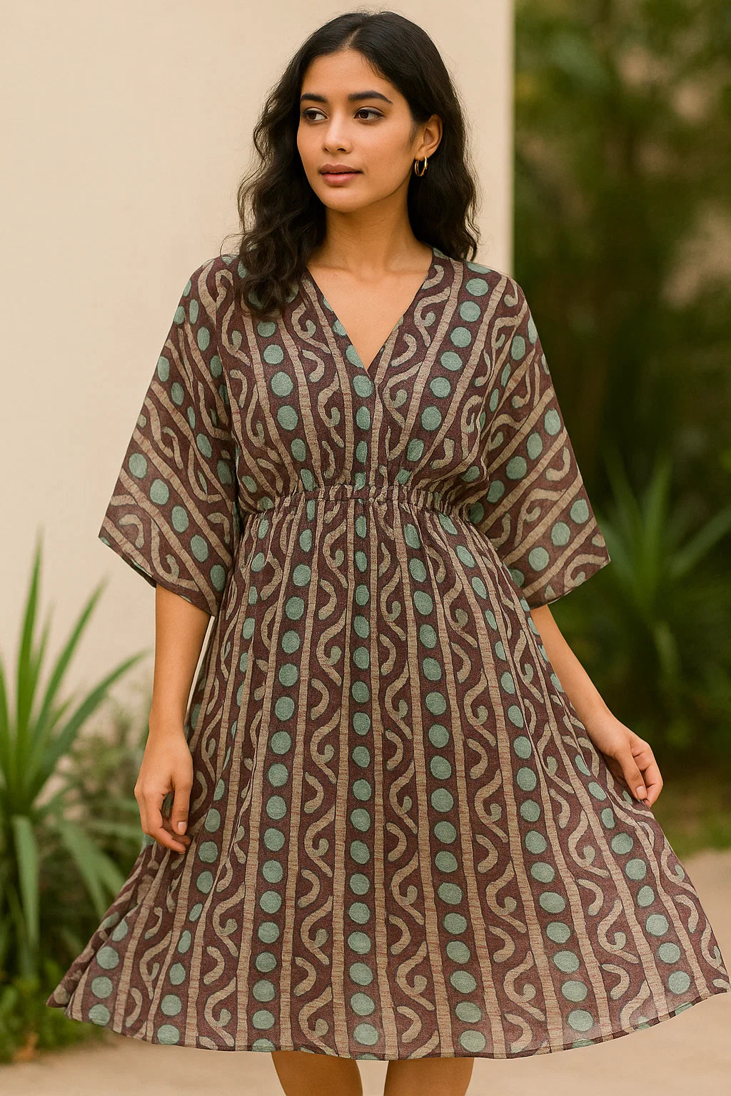 Attractive Polka Dot With Strips Digital Printed Fabric - Pure Georgette