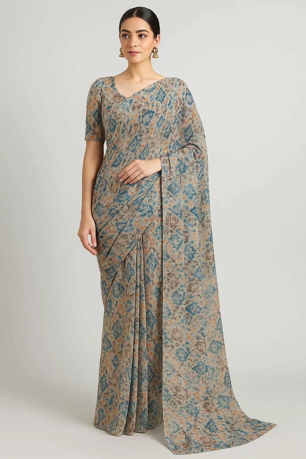 Old And Vintage Creative Digital Printed Fabric - Pure Georgette