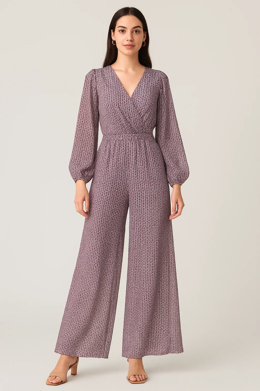 Seamless Link Abstract With Old Lavender Digital Printed Fabric - Pure Georgette