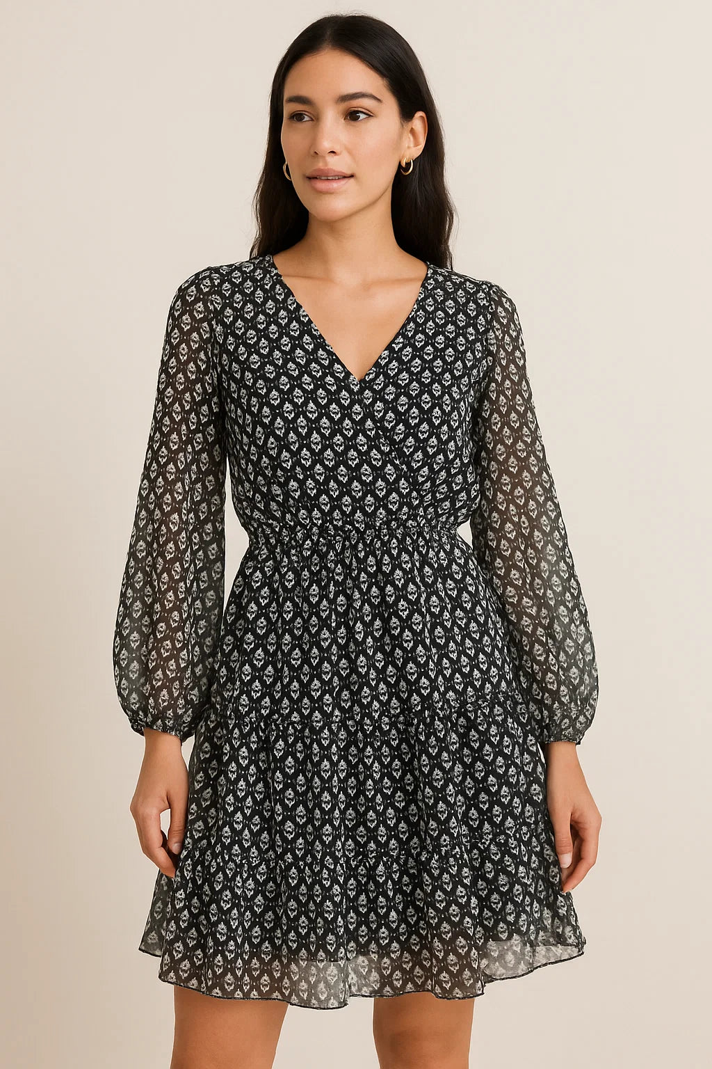 Tiny Beautiful Reverse Flower Digital Printed Fabric - Pure Georgette