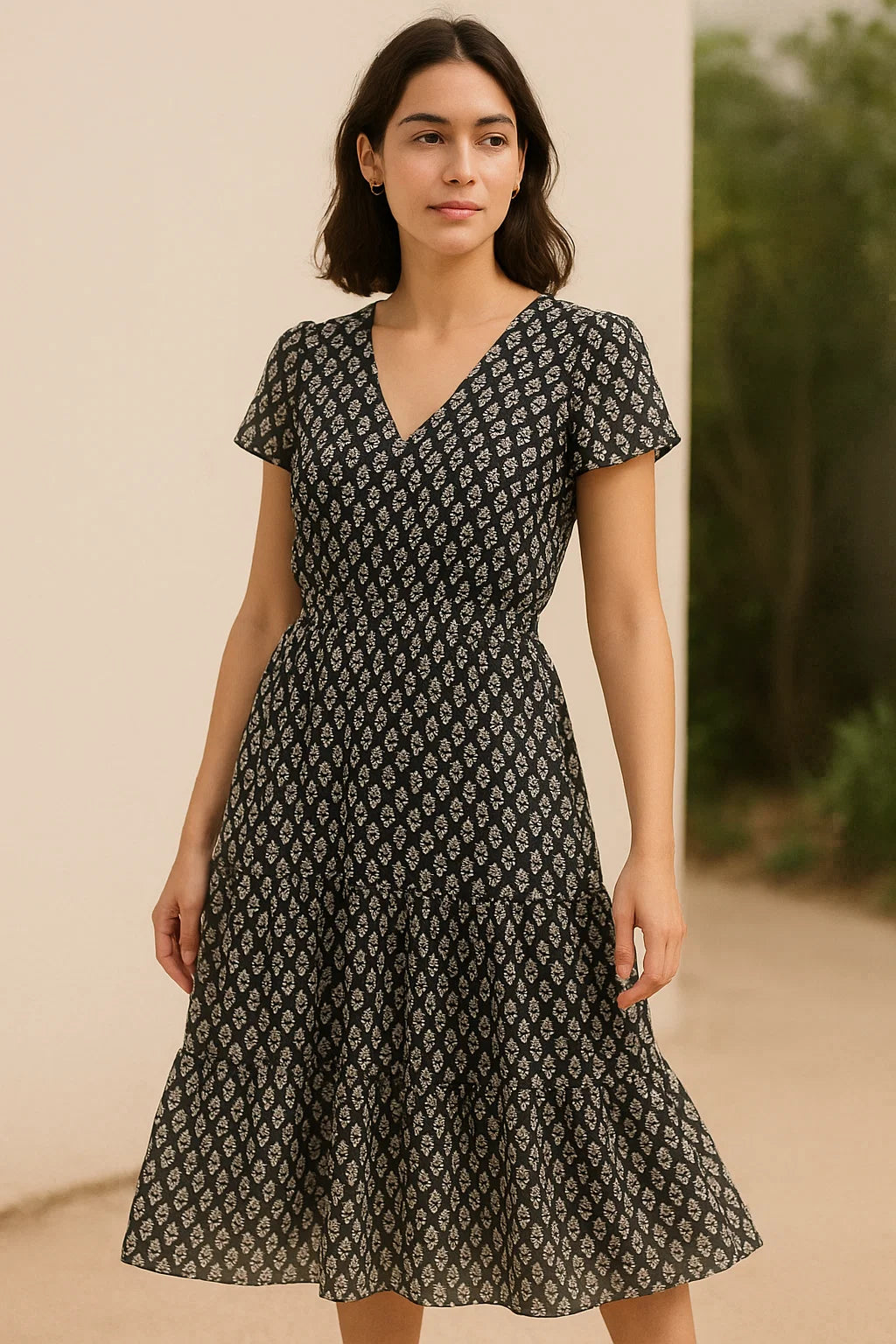 Tiny Beautiful Reverse Flower Digital Printed Fabric - Pure Georgette