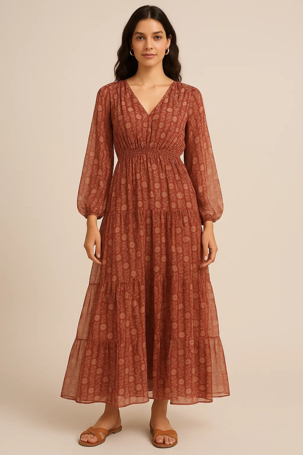 Vintage Sunflower Repeat Digital Printed Fabric - Pure Georgette