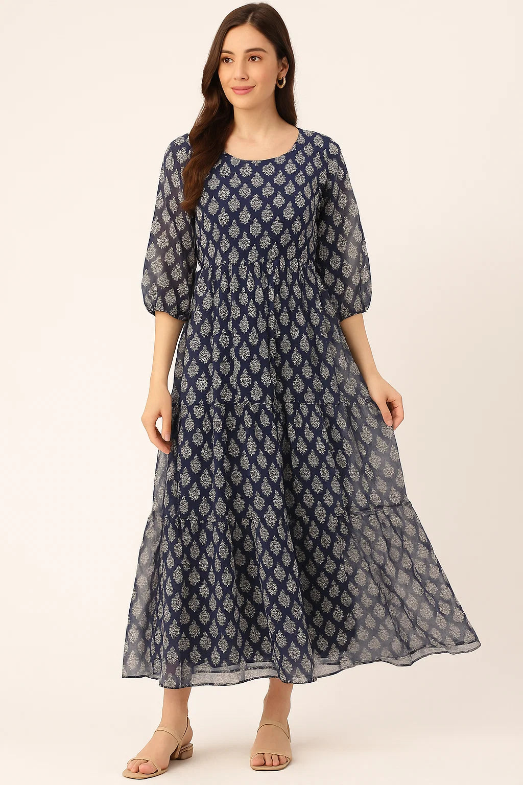 Summer Green Spring Colour Flower Digital Printed Fabric - Pure Georgette