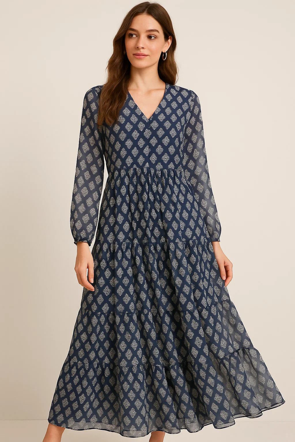 Summer Green Spring Colour Flower Digital Printed Fabric - Pure Georgette