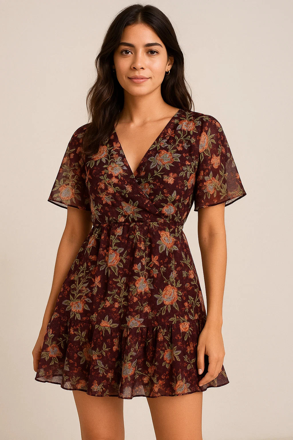 Lovely Roses Embroidery Brunch Digital Printed Fabric - Pure Georgette