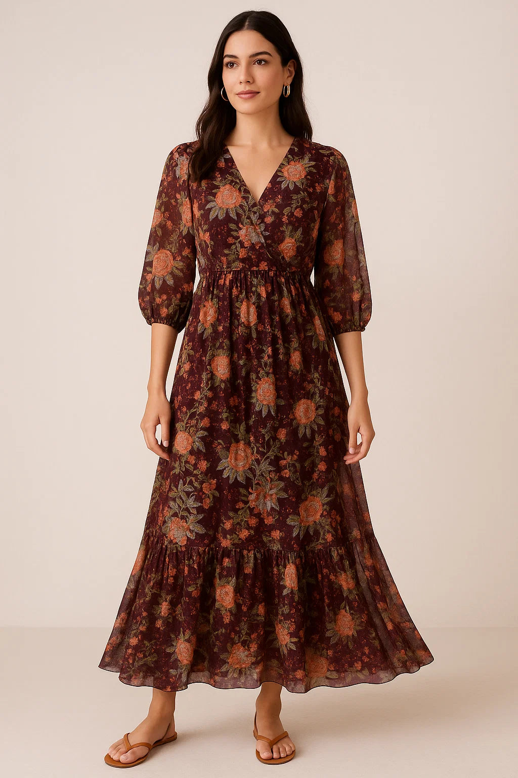 Lovely Roses Embroidery Brunch Digital Printed Fabric - Pure Georgette