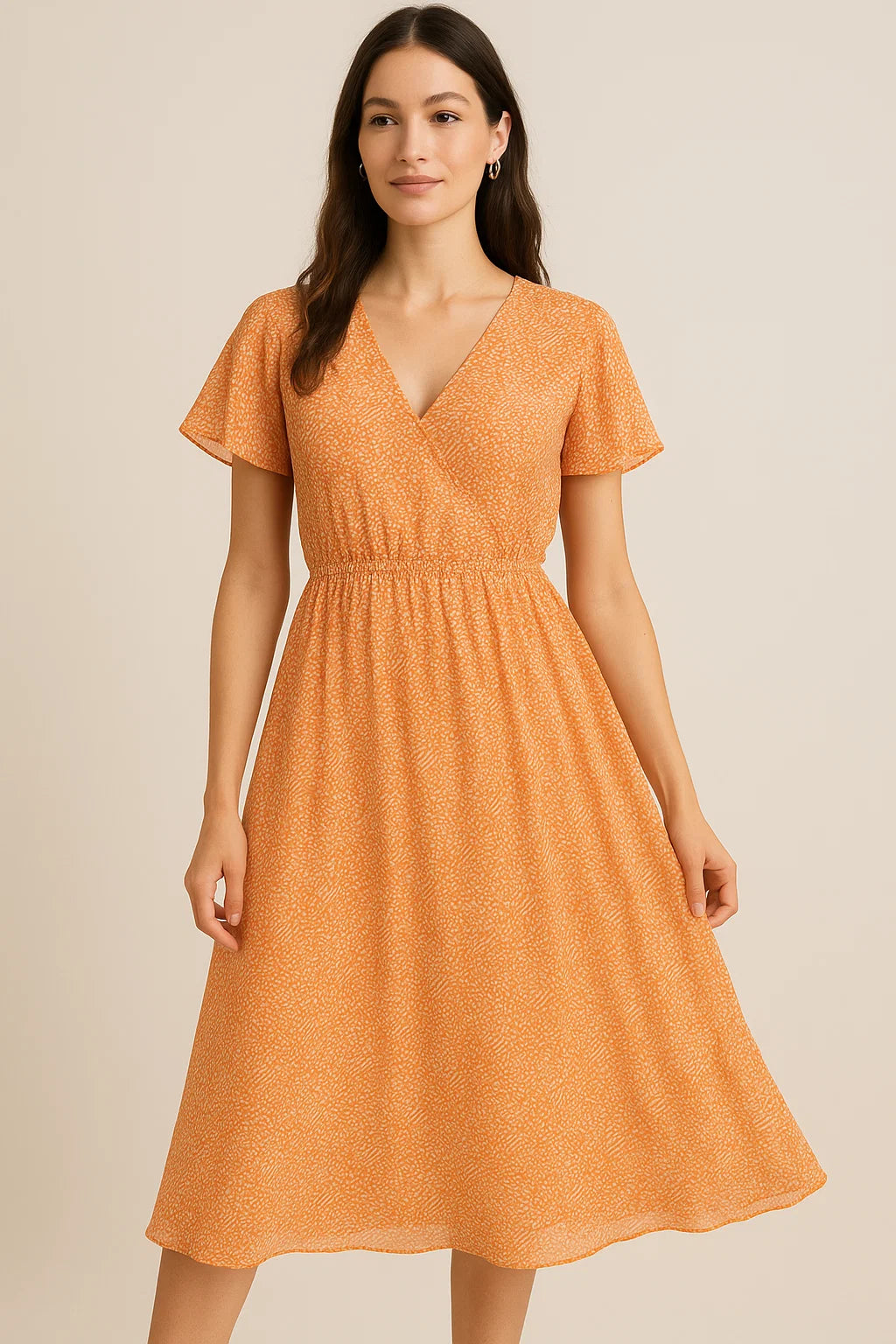 Tiny Orange Seamless Repeat Digital Printed Fabric - Pure Georgette