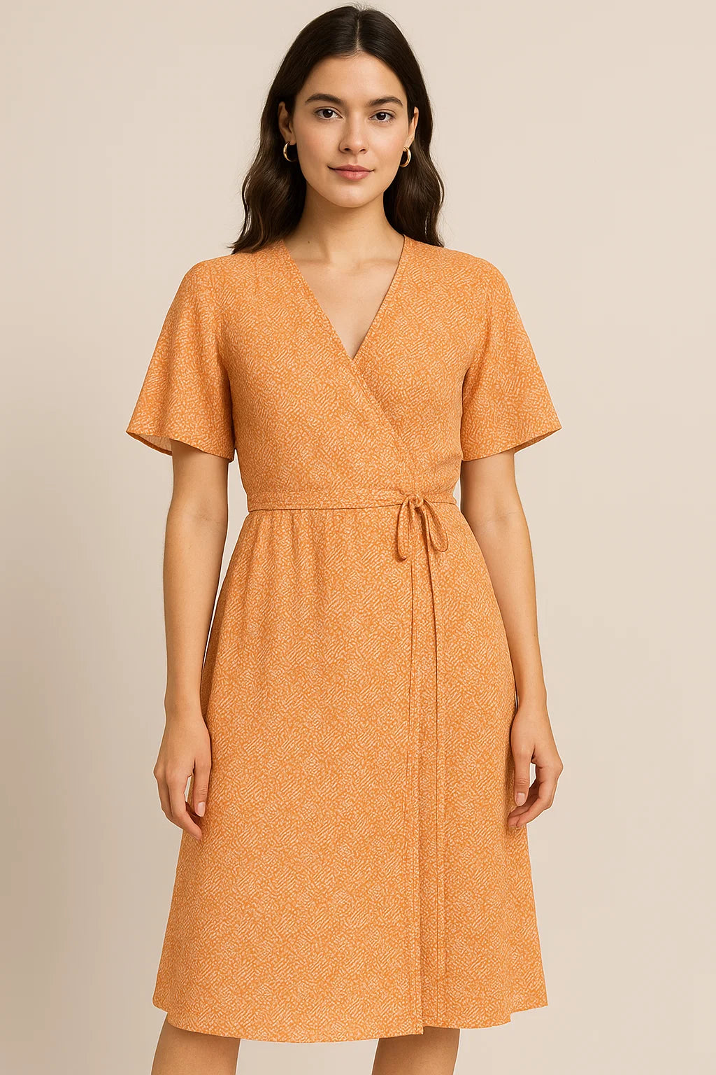 Tiny Orange Seamless Repeat Digital Printed Fabric - Pure Georgette