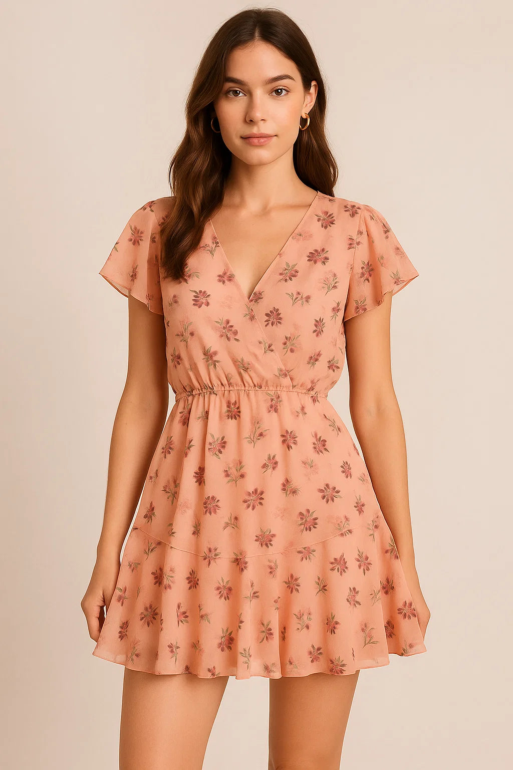 Lovely Pink Orchid Bunch Digital Printed Fabric - Pure Georgette