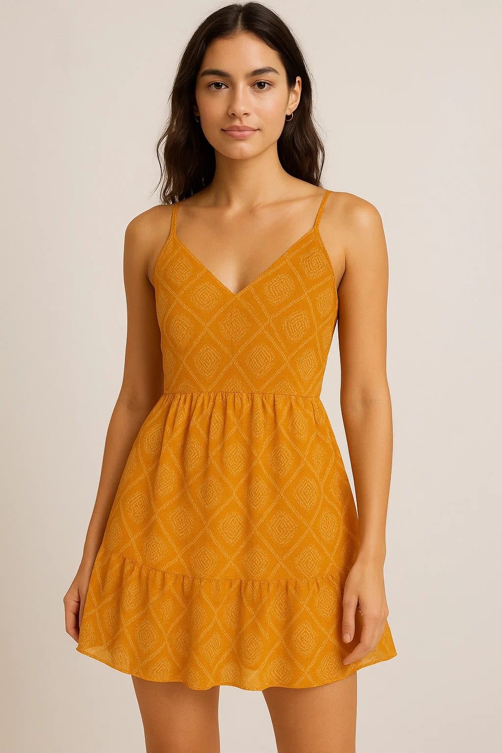 Creative Yellow Doted Seamless Digital Printed Fabric - Pure Georgette