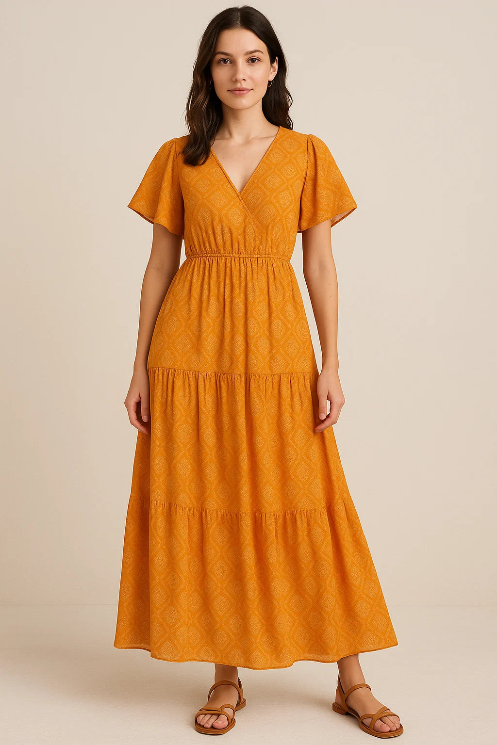 Creative Yellow Doted Seamless Digital Printed Fabric - Pure Georgette