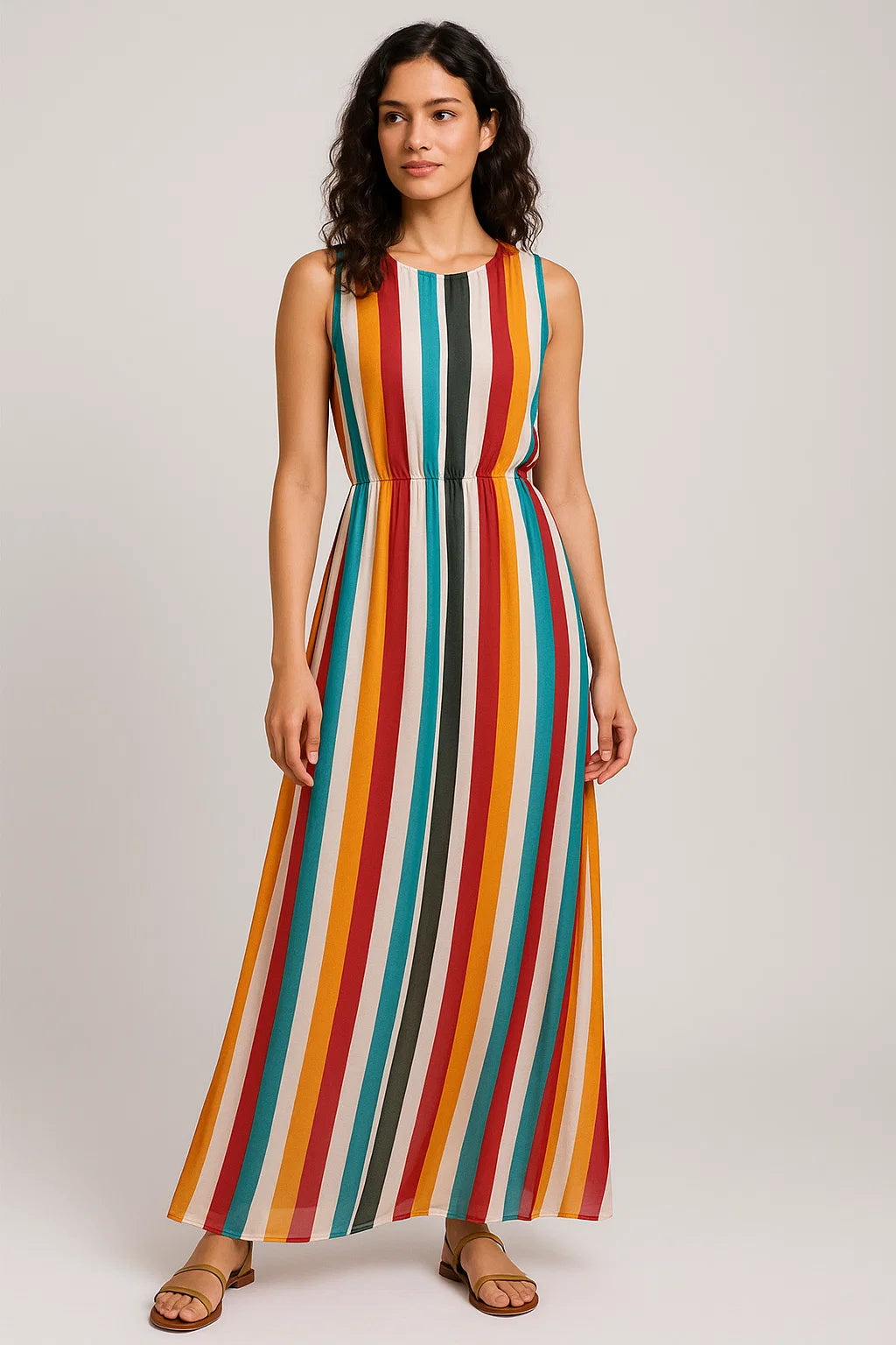 Morden Rainbow Strips Printed Fabric - Pure Georgette