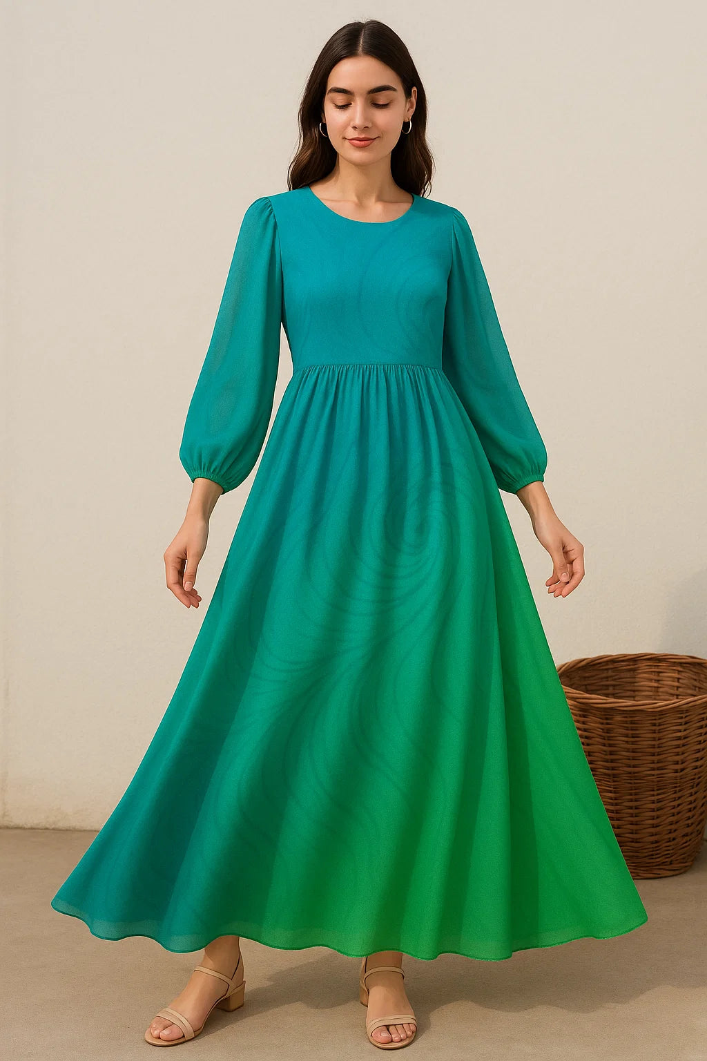 Multi Gradients Cool Pattern Digital Printed Fabric - Pure Georgette